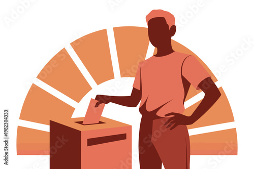 Voter casts a ballot into the box now.