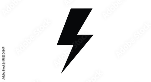 A stark black lightning bolt icon is prominently displayed against a clean white background high quality