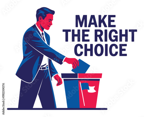 Businessman casts his vote in ballot.