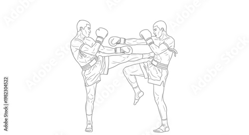 Two boxers sparring in a match.