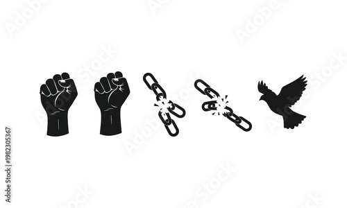 Symbolic representation of liberation and freedom through unity and strength