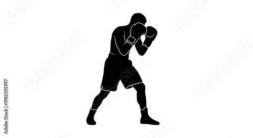 A black silhouette of a boxer.