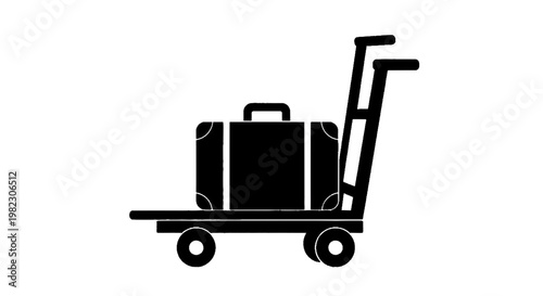 Vector illustration of luggage trolley icon with suitcase on a transparent background