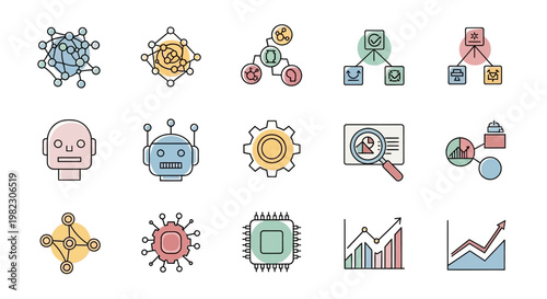 Technology icons for business presentation.