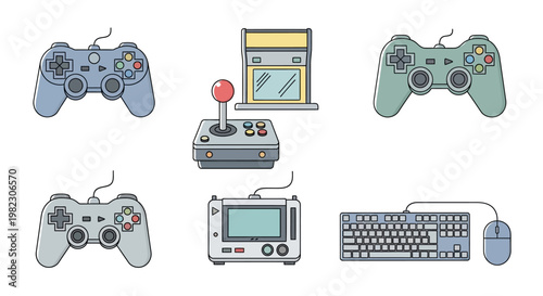 Cuadro en lienzo Collection of old gaming devices and computers.