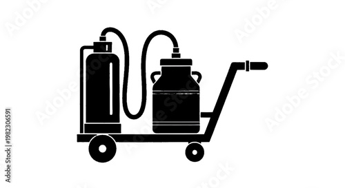 Vector illustration of milking machine icon, portable dairy equipment for farm on a transparent background