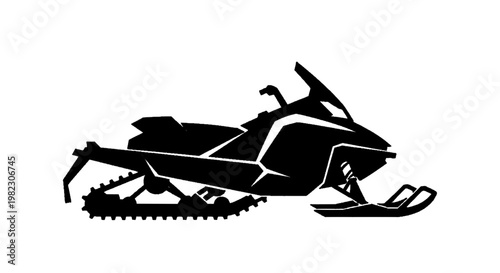 Vector illustration of snowmobile silhouette icon on a transparent background