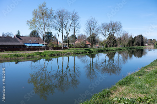 Nature reflections on Beverlo Canal in Balen