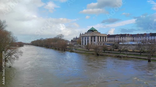The view from Pont Wilson Bridge across the Loire River in Tours, France