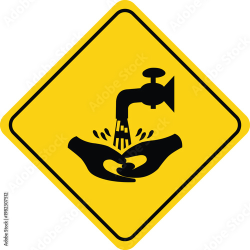 Hand washing icon symbol for hygiene and clean water vector graphic for health and safety warnings