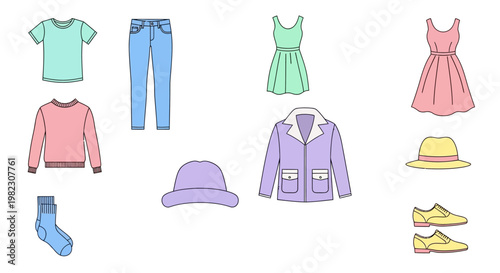 Colorful clothing and accessories on display.