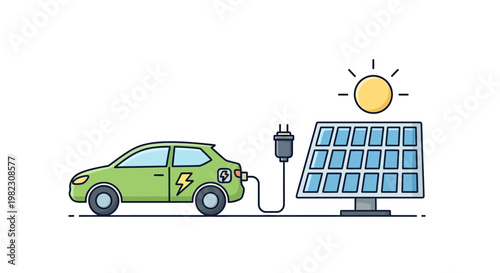 Green Electric Car Charging Station.
