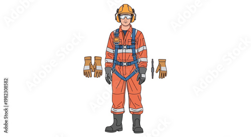 Man wearing orange safety work jumpsuit.