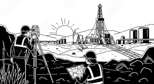 Two construction workers on site planning.