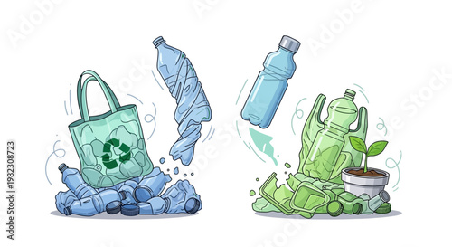 Eco friendly reusable bag and bottles.