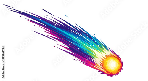 Vibrant colorful comet in motion.