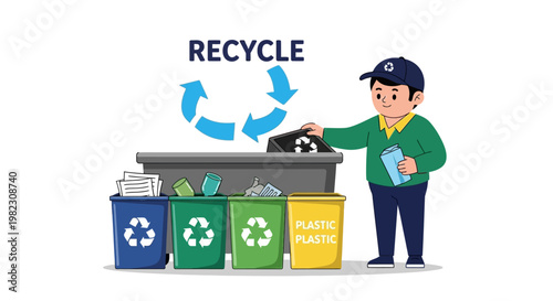 Man throwing away recyclable plastic bottle.