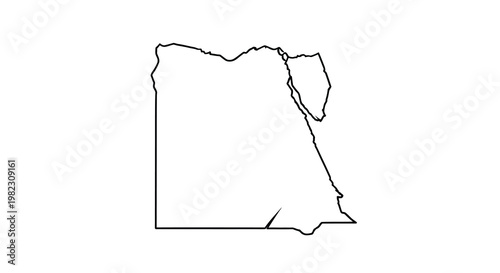 A simple black and white line drawing depicts the outline of the country of egypt