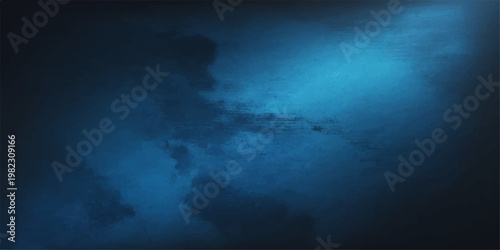 An abstract nature backdrop features a bright blue cloudscape and white sun light reflecting over a calm sea under a heaven of clouds