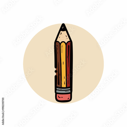 Hand-drawn Pencil Illustration on Circular Background Ideal for Educational Material, Classroom Resources, Art Blogs, and Creative Projects