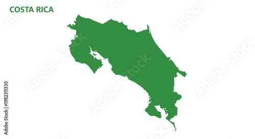 A solid green outline depicts the country of costa rica with the nation s name above
