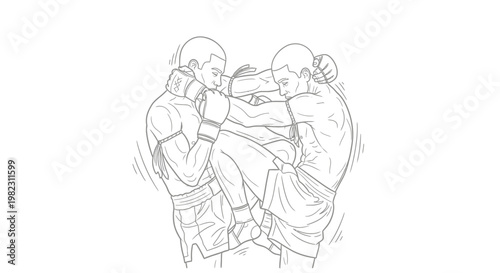 Two boxers engaged in intense combat.