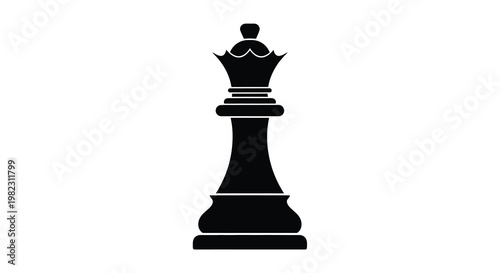 A stark black silhouette depicts a chess queen a regal symbol of strategy and power