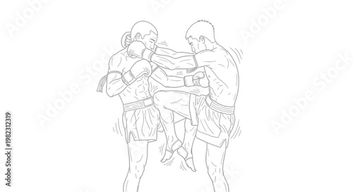 Two boxers fighting in a match.