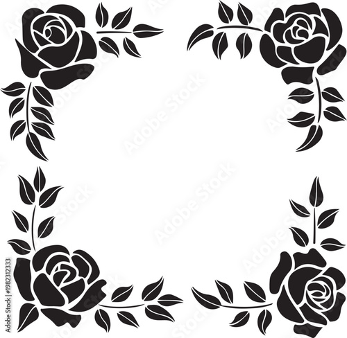 Beautiful rose leaf corner frame for decorative background use