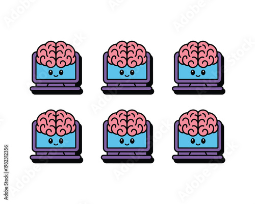 Computers show human brain icons here.