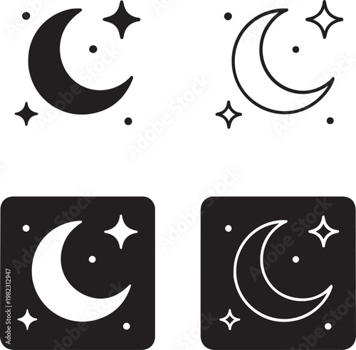 Isolated Night Sky Moon Aesthetic Design, Night Sky Moon Aesthetic Design icon, Night Sky Moon Aesthetic Design vector, moonlight scene concept, dreamy night design, festival atmosphere