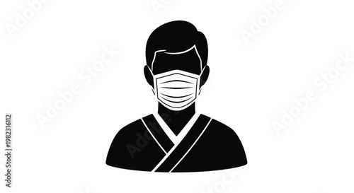 Man wearing a face mask simple black silhouette