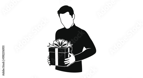 A man presenting a gift captured as a striking black silhouette