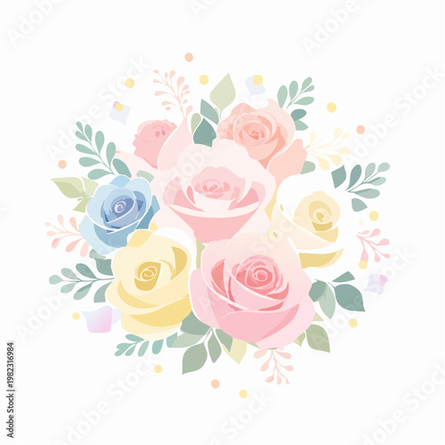 Eleganter Rosenstrauß in Pastellfarben