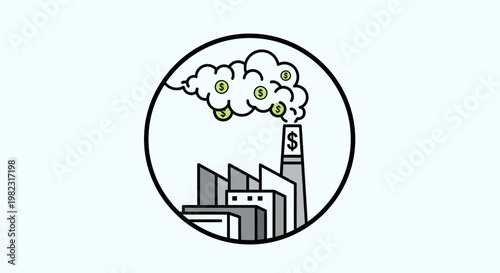 Industrial pollution factory smokestack emission.