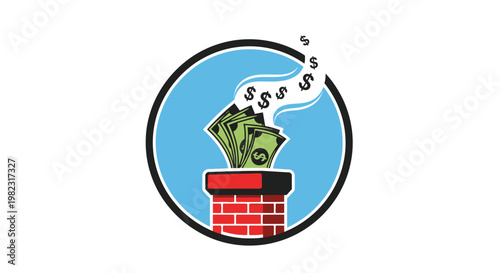 Money bill coming out of chimney.