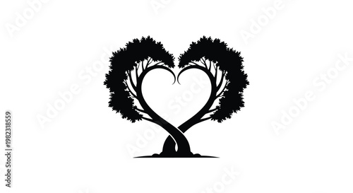 Two trees forming a heart shape a romantic natural silhouette