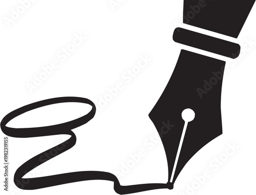 Writing icon set. Vector pictograms of fountain pen nib, literature, text, author, book, script, education, study, note, document, creative, art. Vector illustration isolated on transparent background