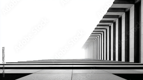 Modern Architectural Corridor With Symmetrical Columns And Concrete Floor For Design Concepts