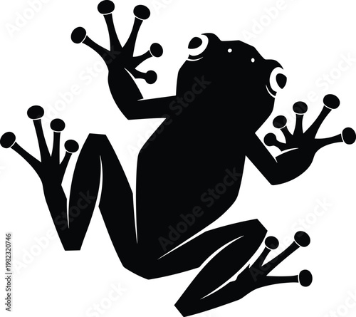 Frog silhouette icon, amphibian animal symbol, wildlife nature vector design, biology zoology outline illustration graphic art