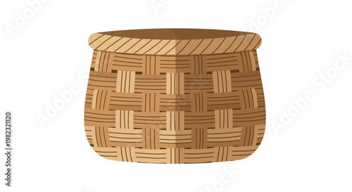 A detailed illustration of a woven wicker basket isolated on white background.