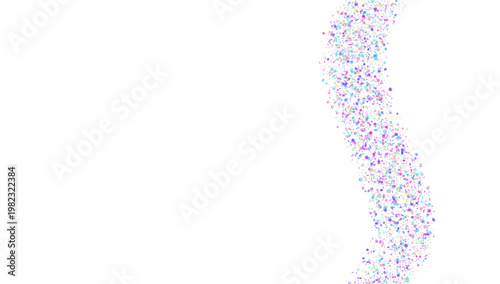 Carnaval Confetti. Purple Holographic Tinsel And Pink Carnival Glitter. Abstract Birthday Background On White. Vector Banner Of Iridescent Elements And Firecracker. Blue Carnaval Confetti