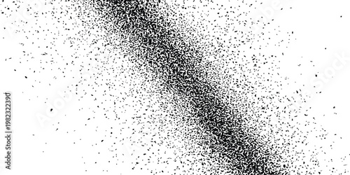 Abstract diagonal dust scatter grunge texture with particle grain noise distressed overlay high contrast isolated white background flat vector illustration