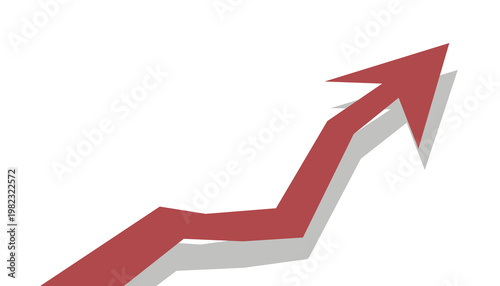 red arrow with shadow on transparent background