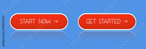 Set of modern call-to-action buttons with the texts "Get Started" and "Start Now". Ideal for landing pages, marketing campaigns, and digital products.