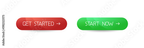Set of modern call-to-action buttons with the texts "Get Started" and "Start Now". Ideal for landing pages, marketing campaigns, and digital products.