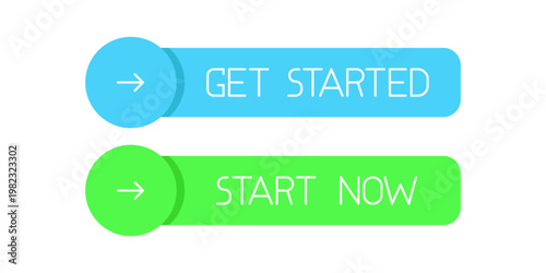 Set of modern call-to-action buttons with the texts "Get Started" and "Start Now". Ideal for landing pages, marketing campaigns, and digital products.