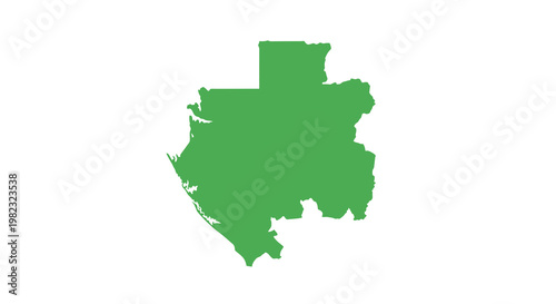 A solid green shape depicting the geographical outline of benin africa on white high quality professional