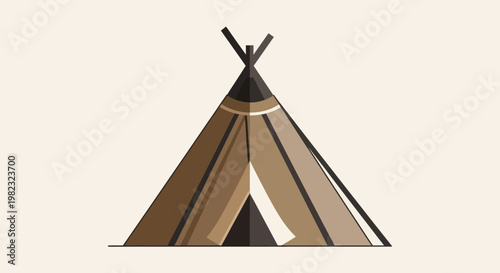 A flat vector illustration of a traditional Native American conical teepee tent.