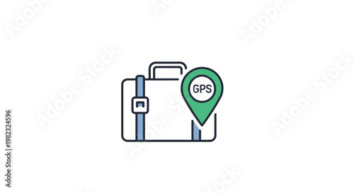 Suitcase icon with gps pinpoint symbol for travel and location